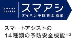 SMART ASSIST スマアシダイハツ予防安全機能スマートアシストの14種類の予防安全機能※2